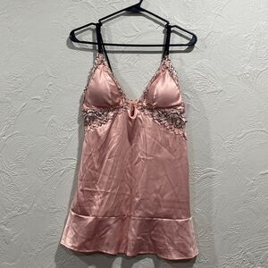 NWT Auden Silky Babydoll Pink Nightie With Thong Size S
